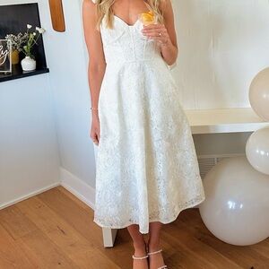 White floral midi dress